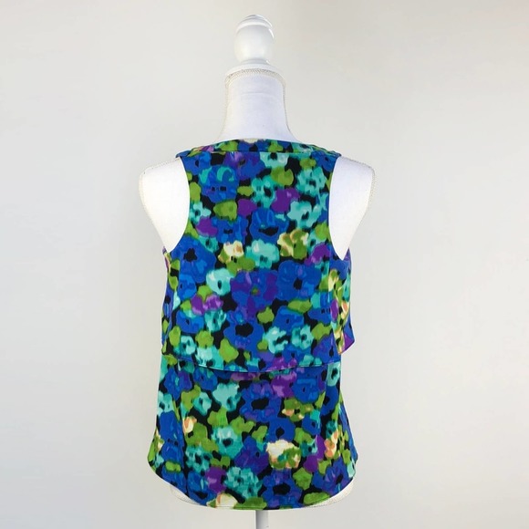 Cynthia Steffe Watercolor Tank Ruffle Shirt | Extra Small - Picture 4 of 8